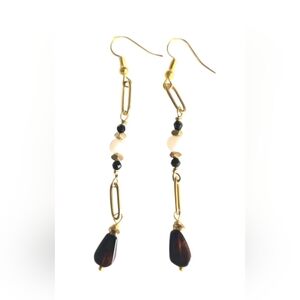 Opal Onyx Paperclip Earring